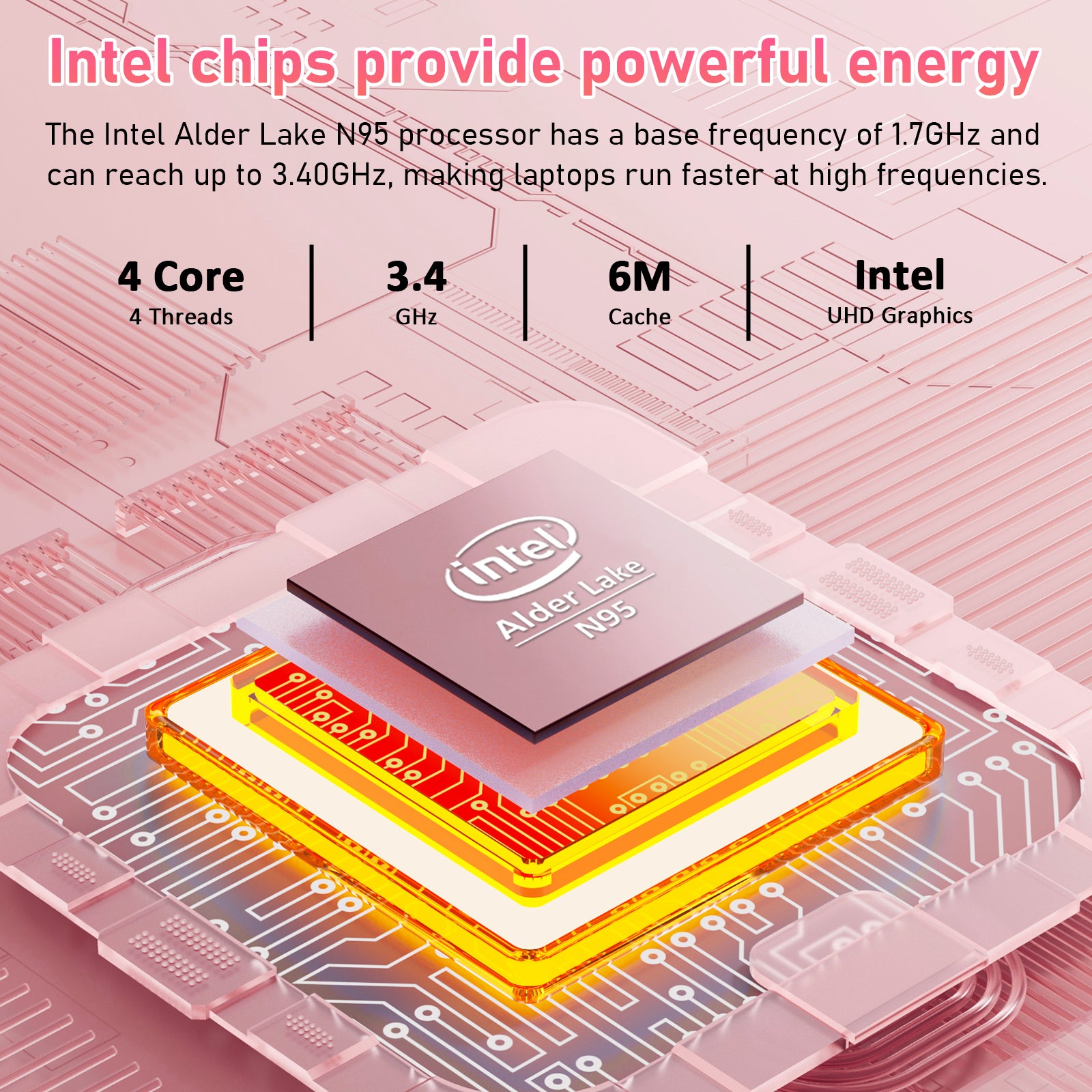 Exsurf T152A 15.6" Laptop – Intel N95, 16GB RAM, 512GB SSD,Windows 11 Pro, Pink