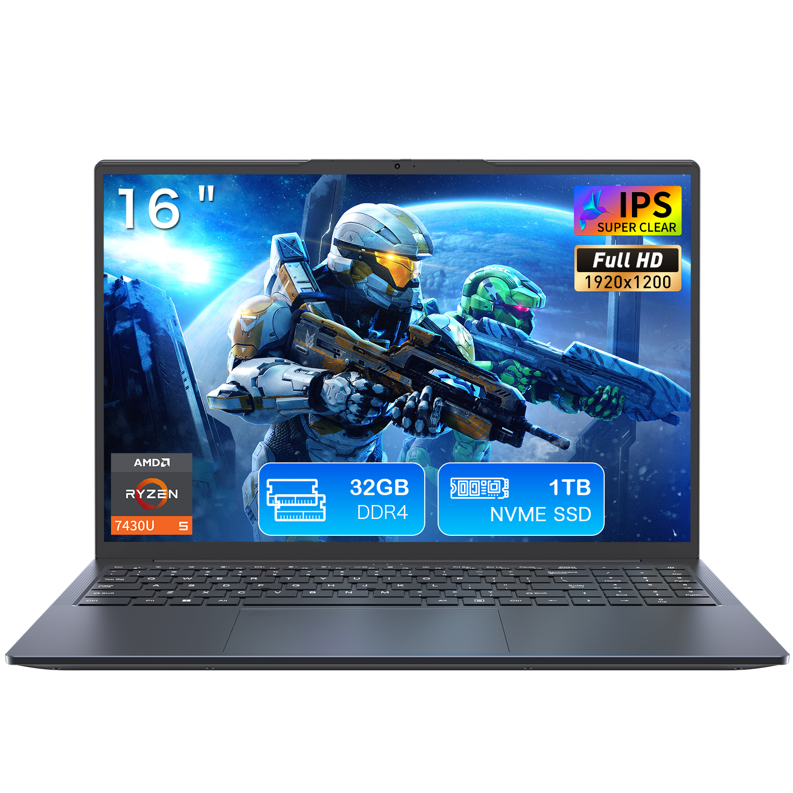 Exsurf T160R 16" Laptop – AMD Ryzen 5 7430U, 32GB RAM, 1TB SSD,Windows 11 Pro,Grey