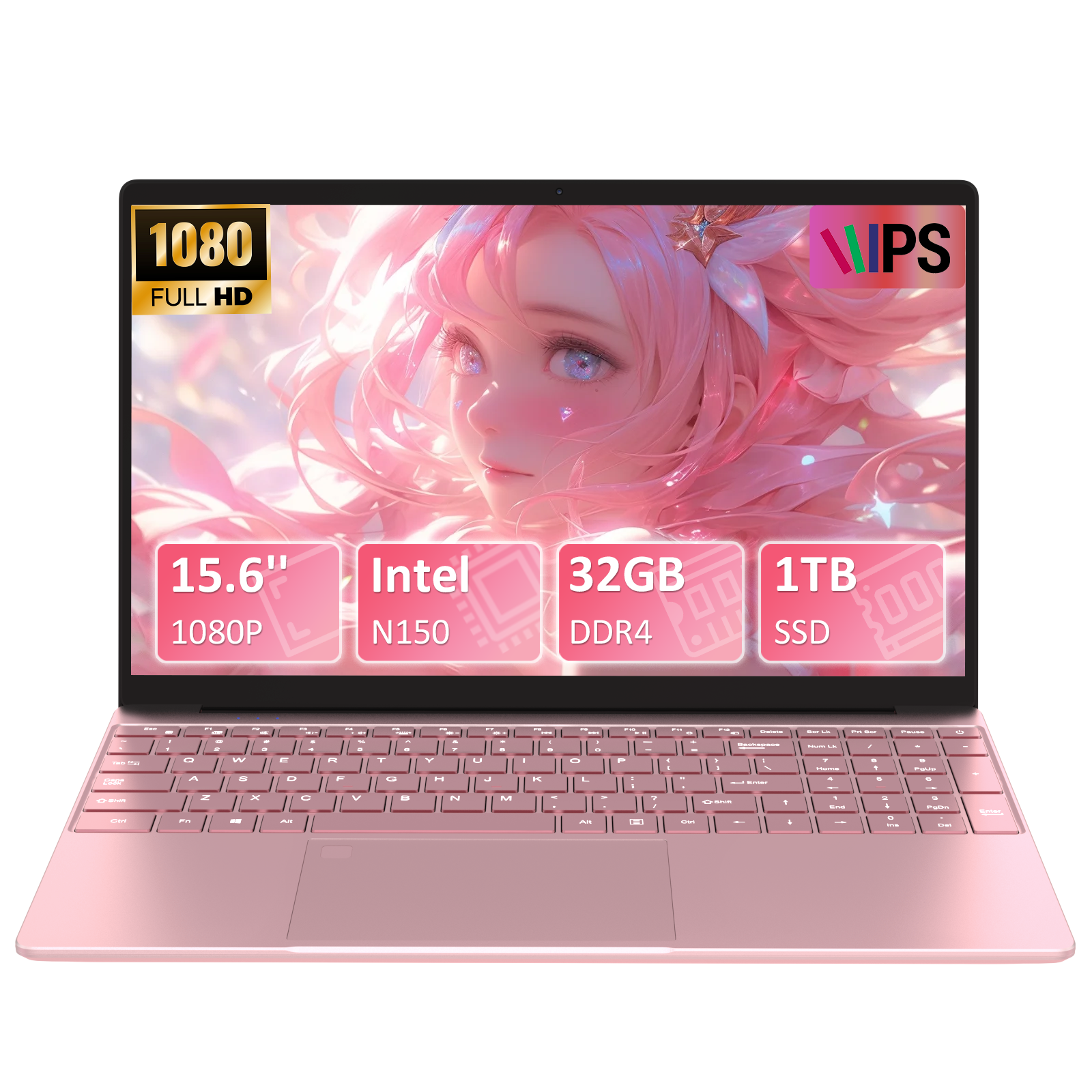 Exsurf T152A 15.6" Laptop – Intel N150, 32GB RAM, 1TB SSD,Windows 11 Pro, Pink