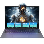 Exsurf 16" 1200IPS Laptop AMD Ryzen 7 7840HS, 32GB DDR5 RAM, 1TB NVMe SSD, Windows 11 Pro Gaming Computer, Backlit, Fingerprint, Full-Type C, WiFi 6, Bluetooth 5.3, Webcam Switch, Gray