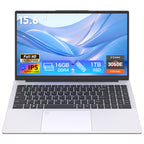 Exsurf AMD 3050E Laptop, 15.6" FHD IPS Computer, 16GB RAM 1TB SSD, Fingerprint, Backlit Keyboard, Full Type-C, HDMI, for Work/Study/Daily Use, Silver