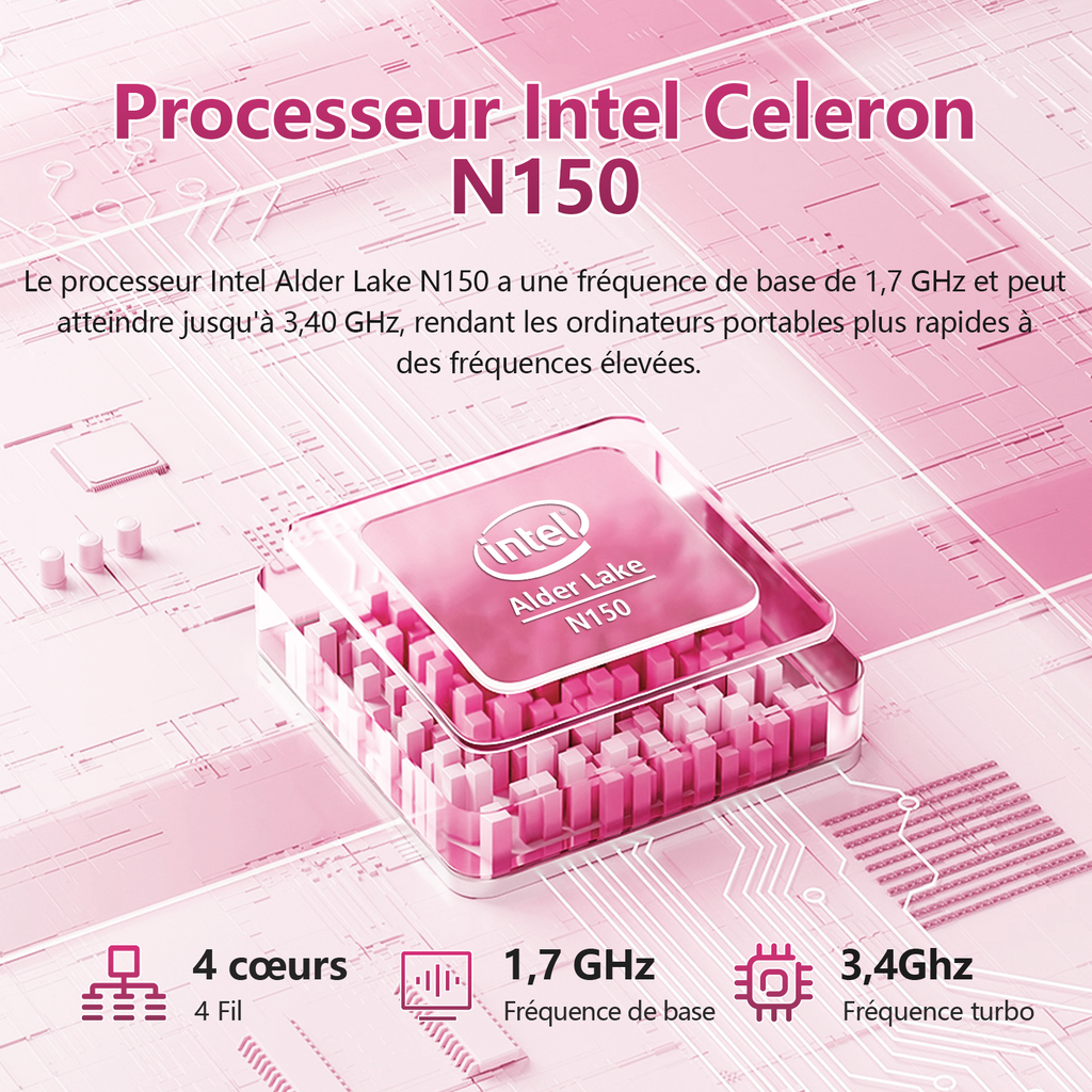 Exsurf T152A 15.6" Laptop – Intel N150, 32GB RAM, 1TB SSD,Windows 11 Pro, Pink