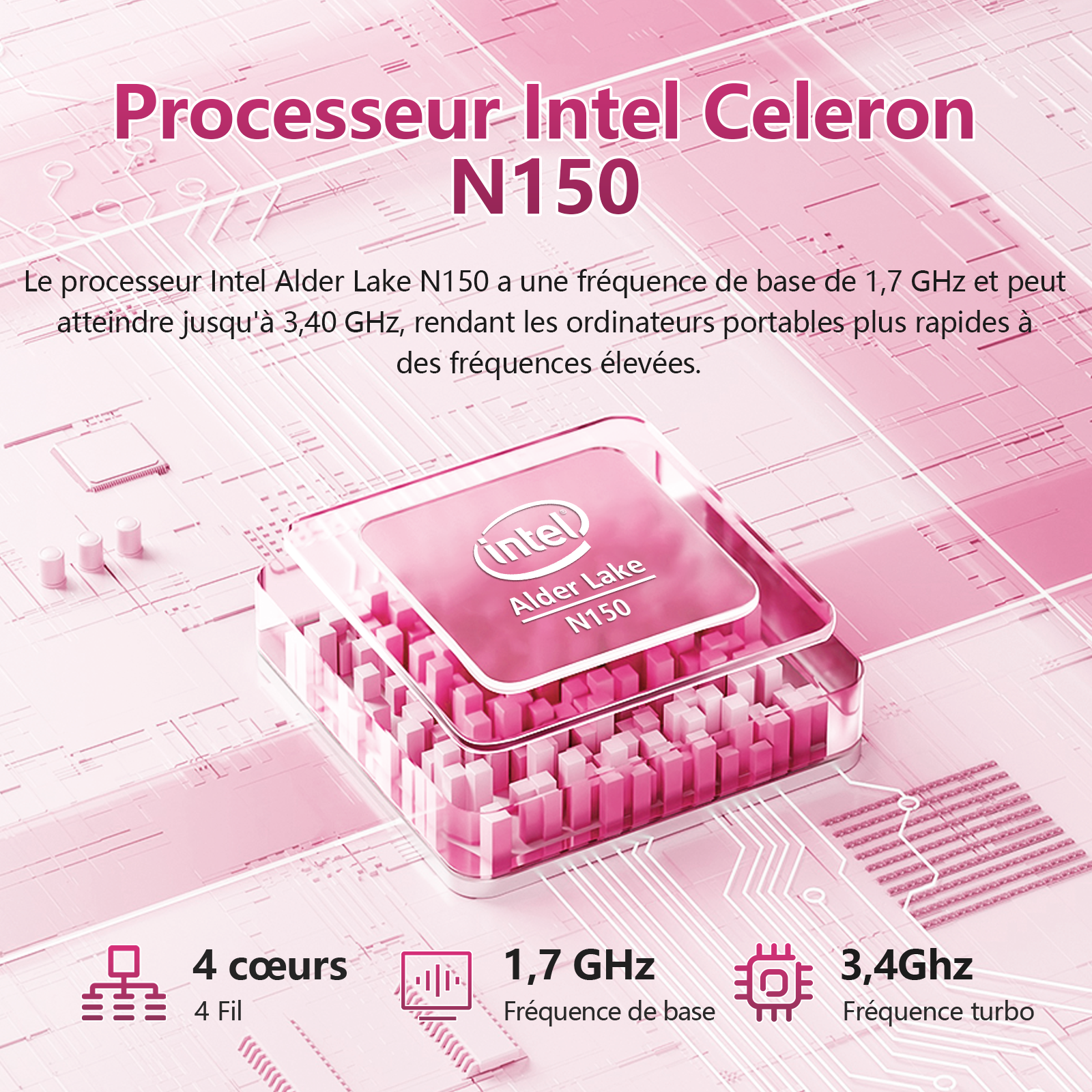 Exsurf T152A 15.6" Laptop – Intel N150, 32GB RAM, 1TB SSD,Windows 11 Pro, Pink