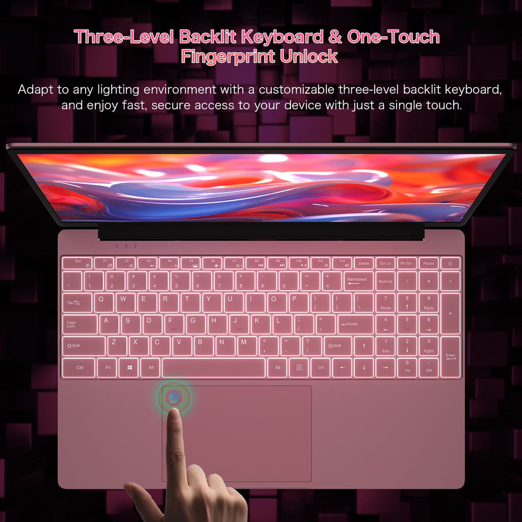 Exsurf T152A 15.6" Laptop – Intel N95, 16GB RAM, 512GB SSD,Windows 11 Pro, Pink