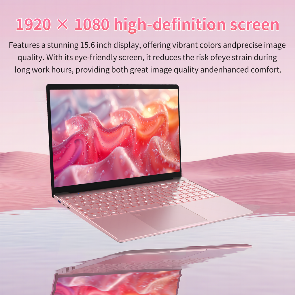 Exsurf 15.6" Student Laptop, Win 11 Pro Notebook,8GB RAM 256GB SSD,N5100,Backlit Keyboard, Fingerprint Unlock, Pink