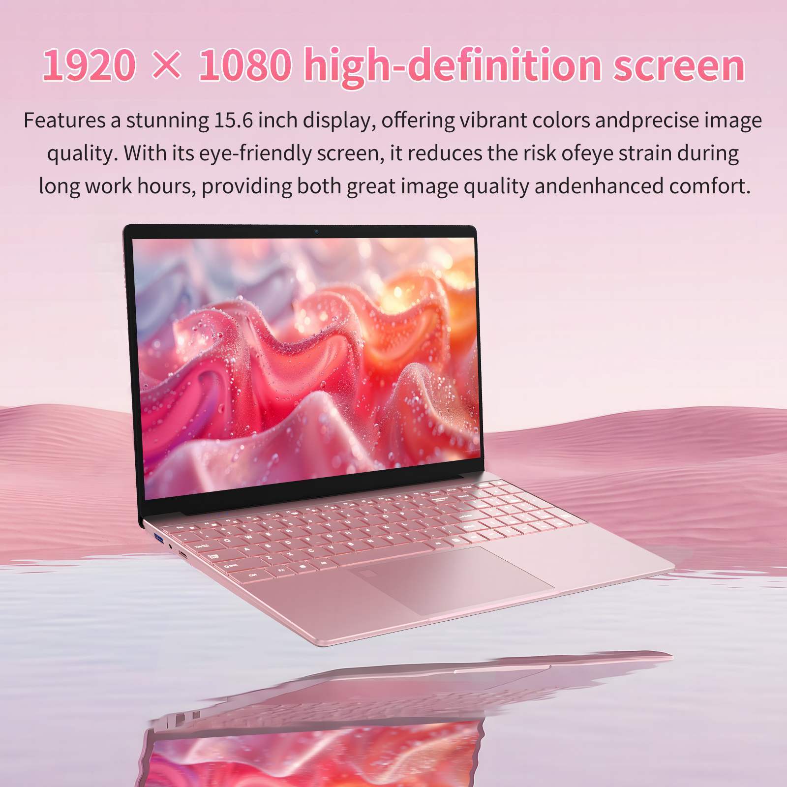 Exsurf 15.6" Student Laptop, Win 11 Pro Notebook,8GB RAM 256GB SSD,N5100,Backlit Keyboard, Fingerprint Unlock, Pink
