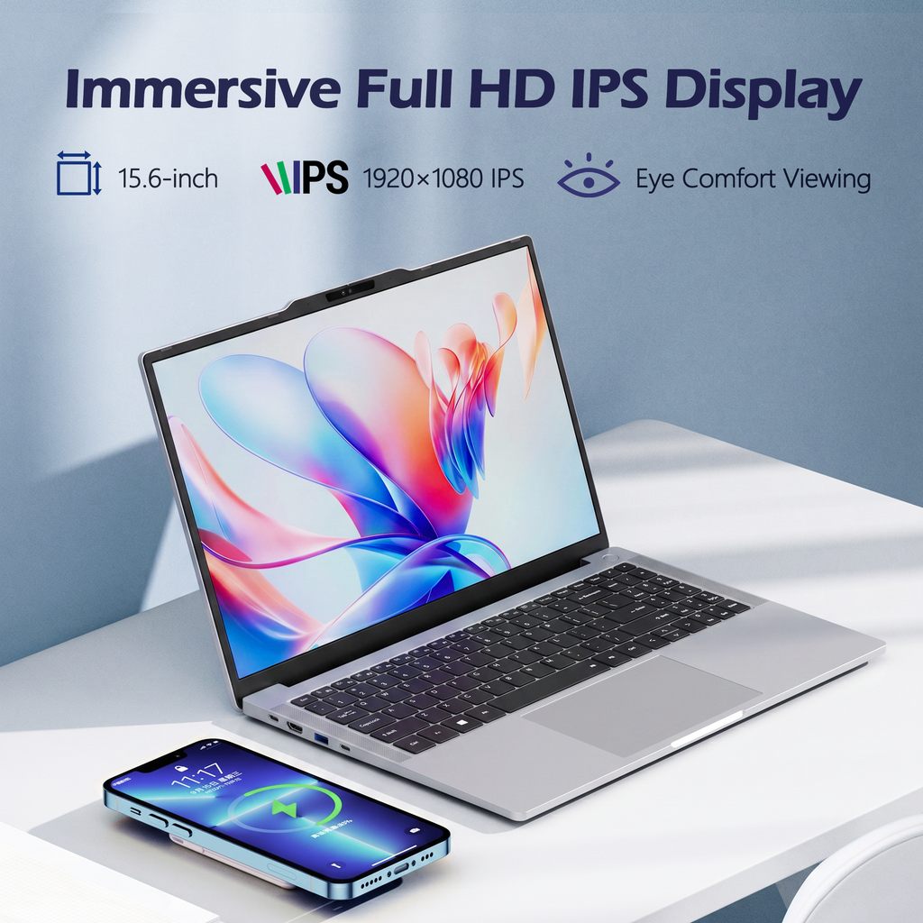 Exsurf 15.6" Home Laptop, Windows 11 Pro, AMD Ryzen 5 6600U, 16GB RAM 512GB SSD, Backlit Keyboard, Fingerprint Unlock