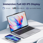 Exsurf 15.6" Home Laptop, Windows 11 Pro, AMD Ryzen 5 6600U, 16GB RAM 512GB SSD, Backlit Keyboard, Fingerprint Unlock