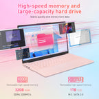 Exsurf 15.6" Windows 11 Pro Laptop, Intel 3050E CPU, 32GB RAM 1TB SSD,Type-C Port, Pink Home Computer