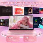 Exsurf T152A 15.6" Laptop – Intel N150, 32GB RAM, 1TB SSD,Windows 11 Pro, Pink