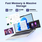 Exsurf 15.6" Home Laptop, Windows 11 Pro, AMD Ryzen 5 6600U, 16GB RAM 512GB SSD, Backlit Keyboard, Fingerprint Unlock