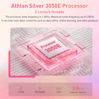 Exsurf 15.6" Laptop Computer, AMD 3050E CPU, 16GB RAM 512GB SSD, Fingerprint, Backlit Keyboard, Windows 11 Pro Home Notebook, Pink