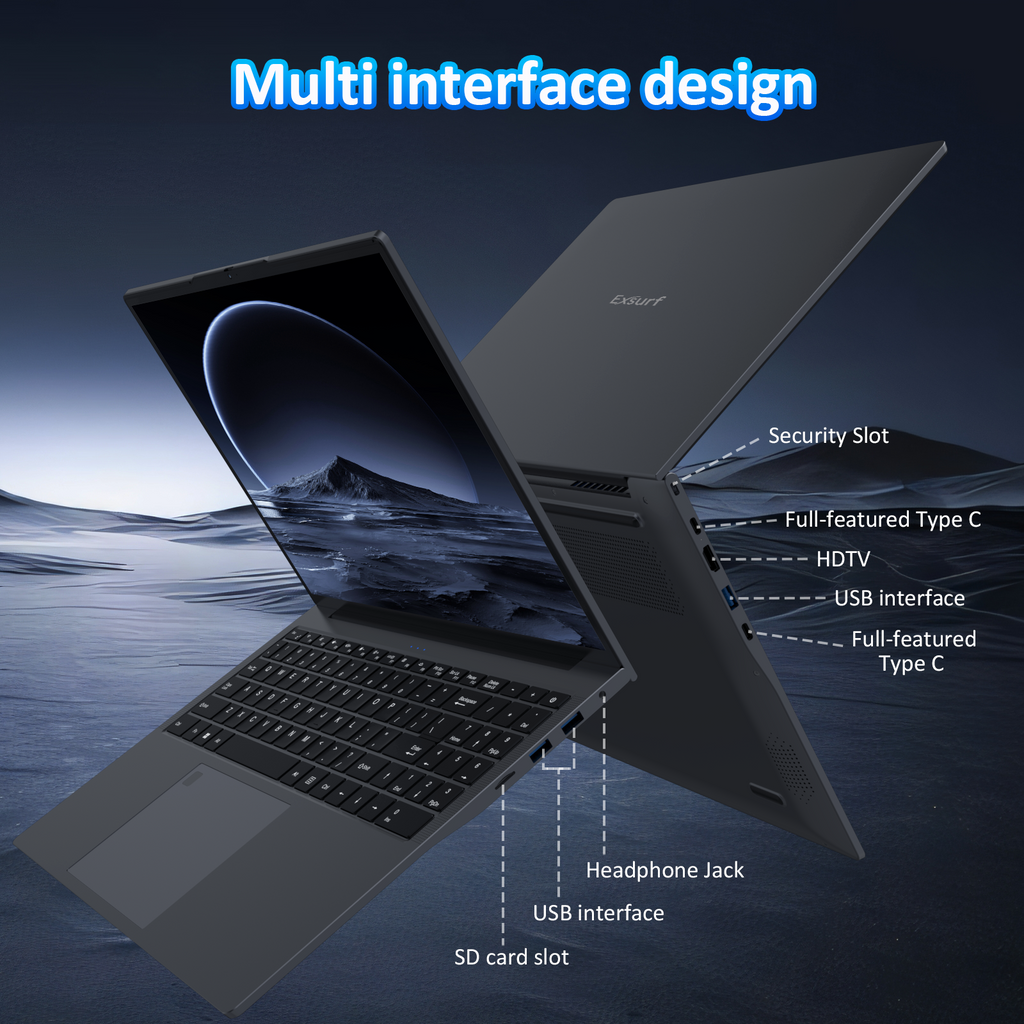 Exsurf T160R 16" Laptop – AMD Ryzen 5 7430U, 16GB RAM, 512GB SSD,Windows 11 Pro,Grey