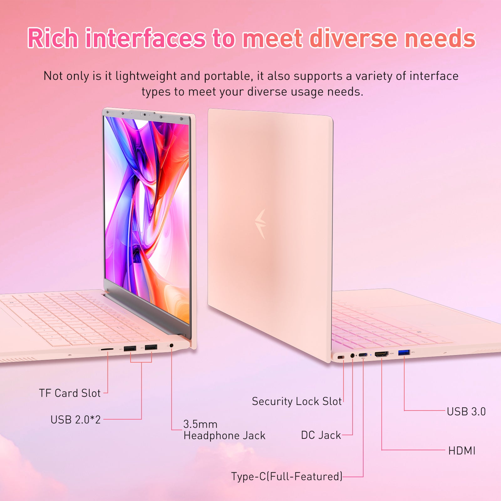 Exsurf 15.6" Windows 11 Pro Laptop, Intel 3050E CPU, 32GB RAM 1TB SSD,Type-C Port, Pink Home Computer