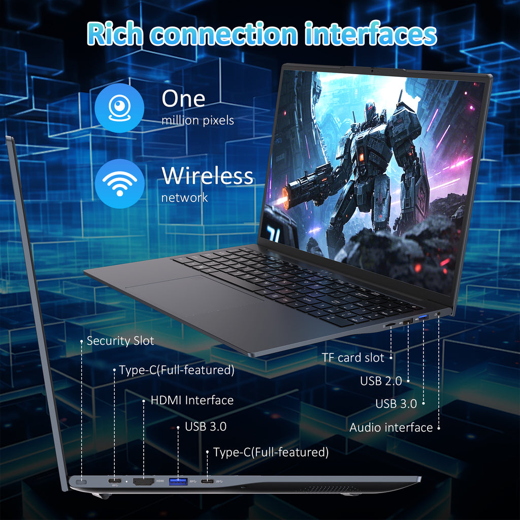 Exsurf 16" 1200IPS Laptop AMD Ryzen 7 7840HS, 32GB DDR5 RAM, 1TB NVMe SSD, Windows 11 Pro Gaming Computer, Backlit, Fingerprint, Full-Type C, WiFi 6, Bluetooth 5.3, Webcam Switch, Gray