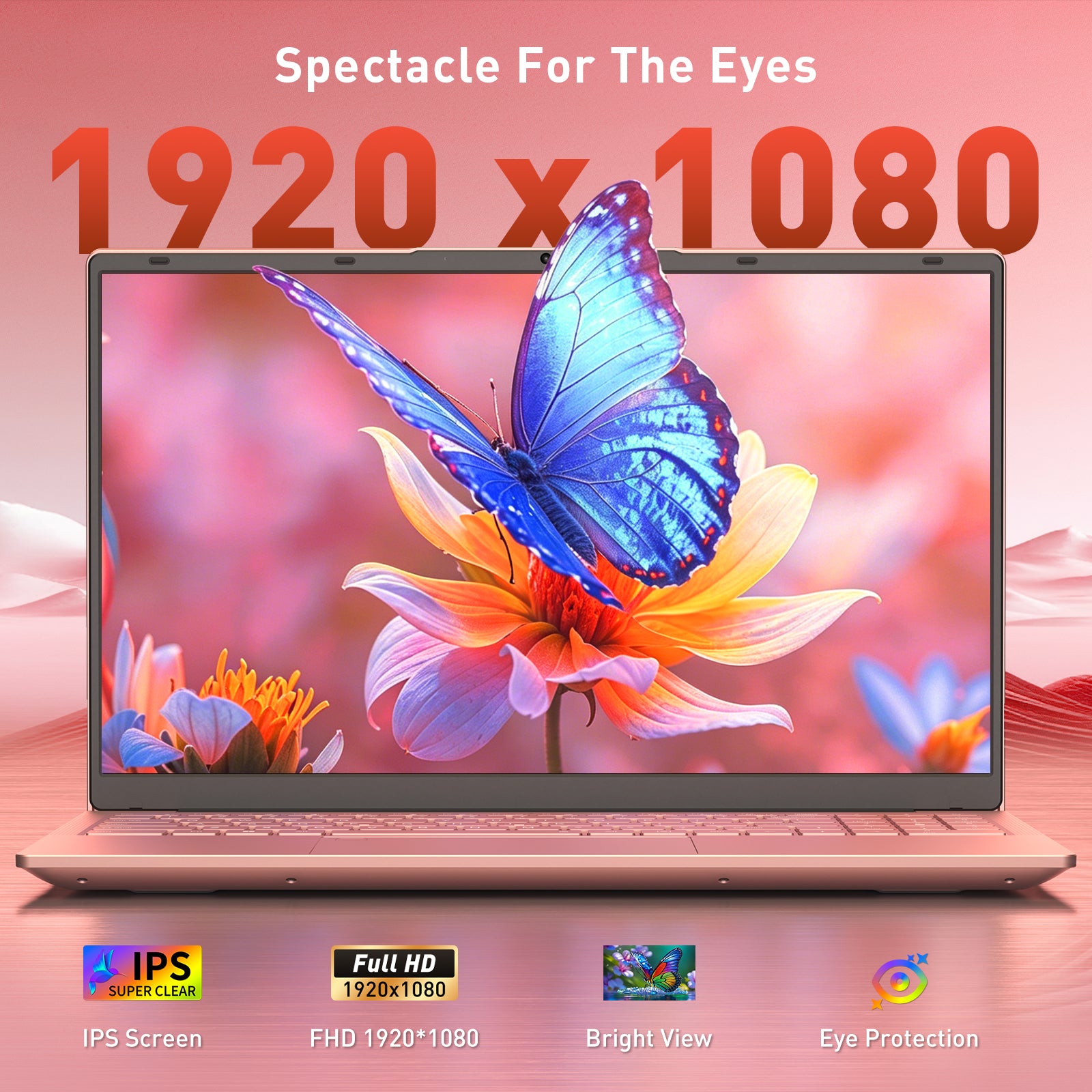 exsurf 15.6" Business Laptop, AMD Ryzen 3 , 8GB RAM, 512GB SSD, Type‑C Port, Pink, Portable Office Computer