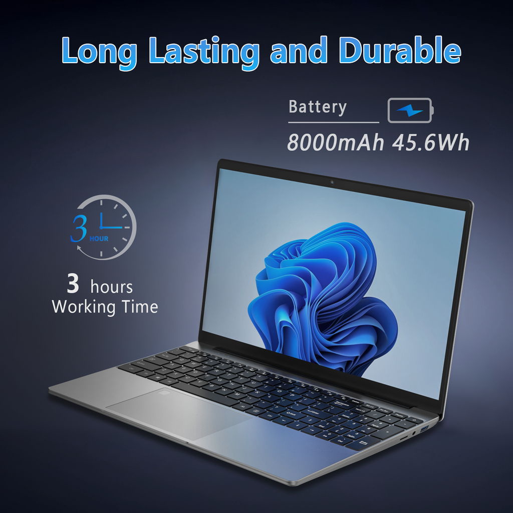 Exsurf T152A 15.6" Laptop – Intel N150, 32GB RAM, 1TB SSD,Windows 11 Pro, Silver