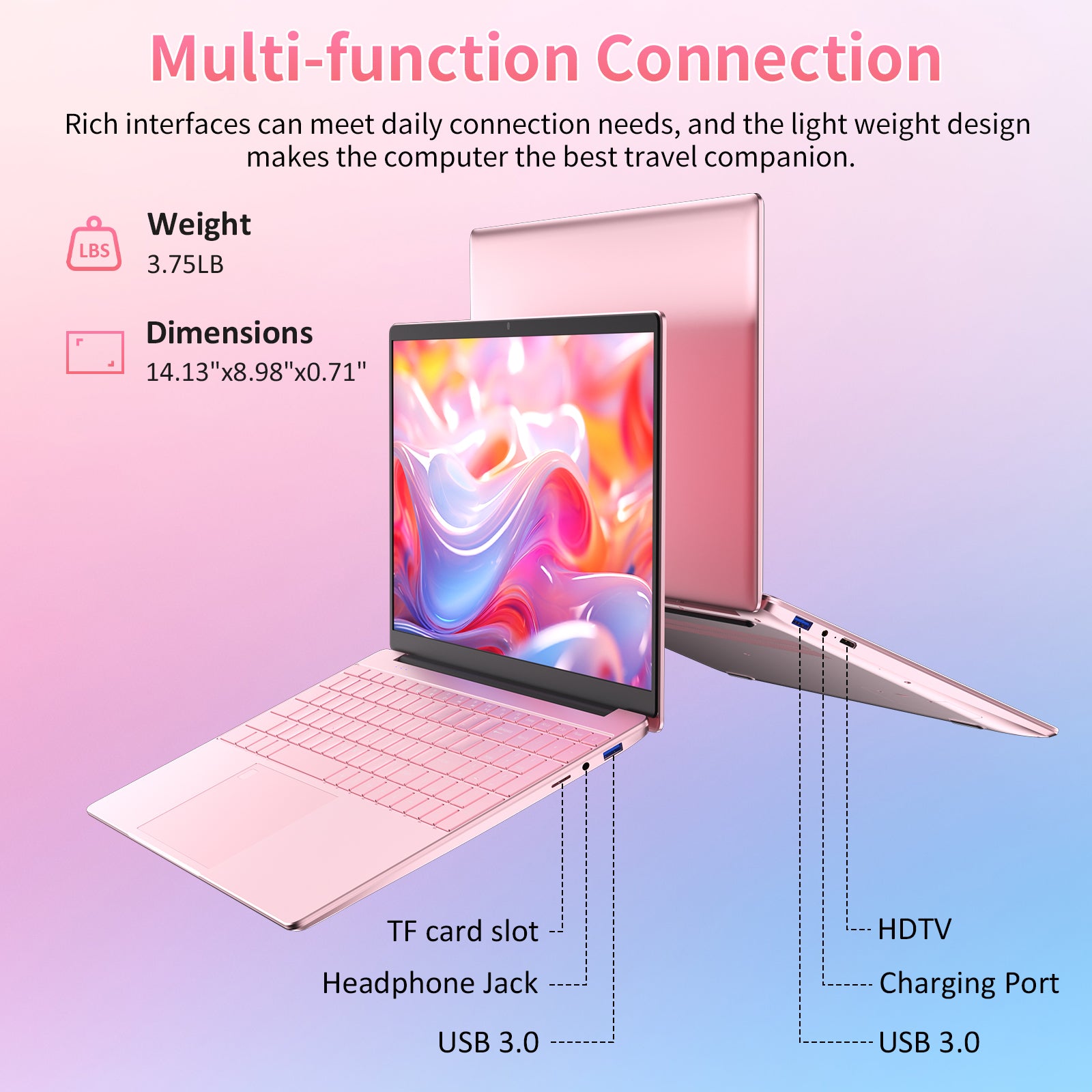 Exsurf T152A 15.6" Laptop – Intel N95, 16GB RAM, 512GB SSD,Windows 11 Pro, Pink