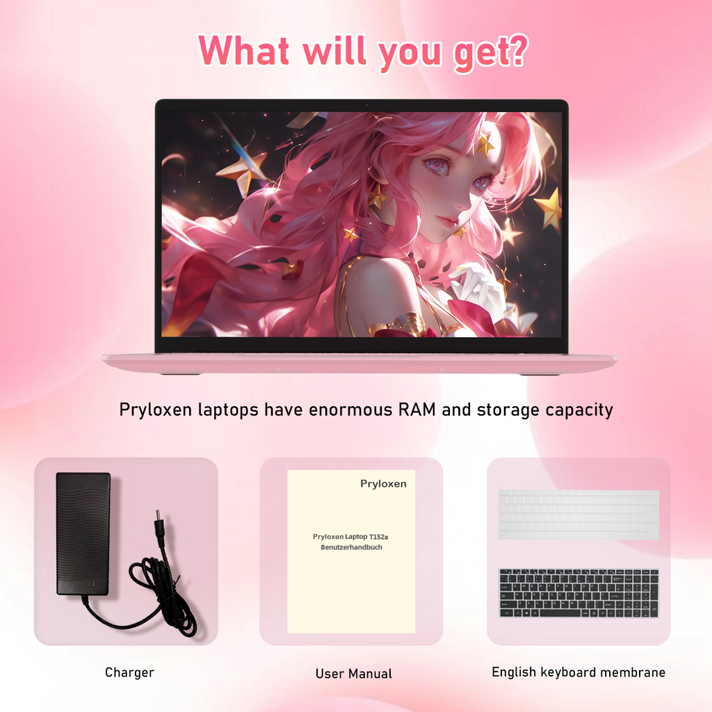 Exsurf T152A 15.6" Laptop – Intel N150, 32GB RAM, 1TB SSD,Windows 11 Pro, Pink