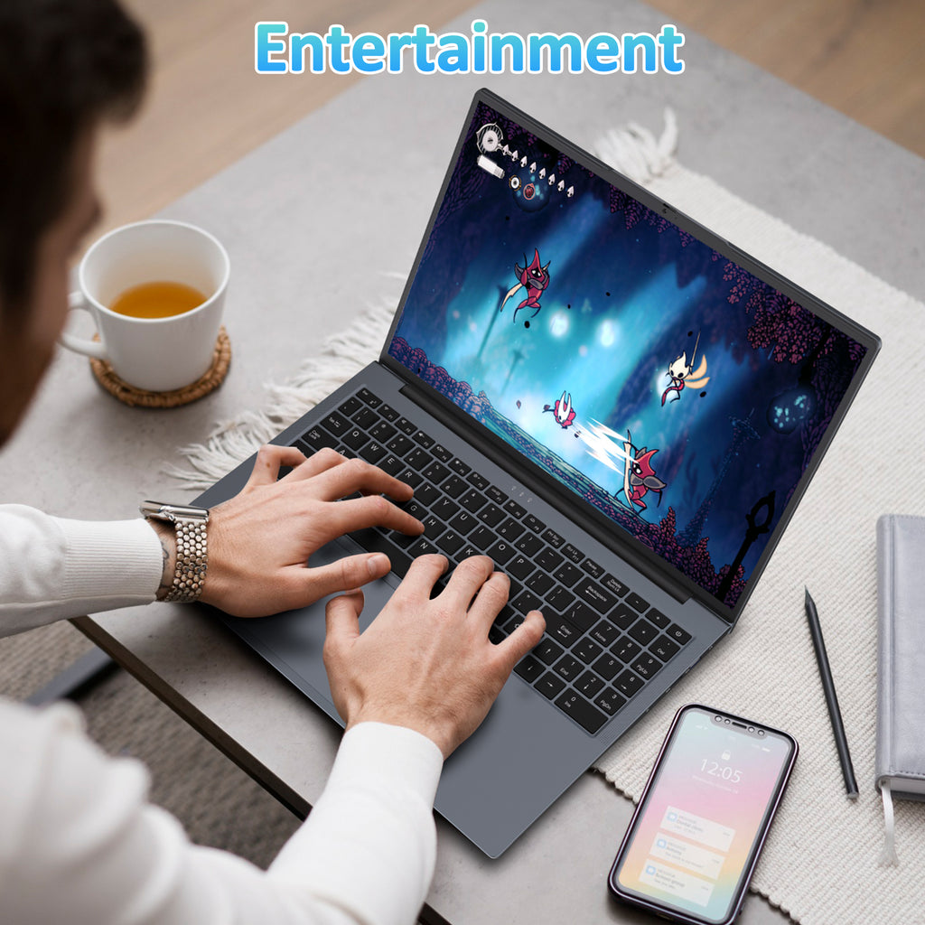 Exsurf 16" 1200IPS Laptop AMD Ryzen 7 7840HS, 32GB DDR5 RAM, 1TB NVMe SSD, Windows 11 Pro Gaming Computer, Backlit, Fingerprint, Full-Type C, WiFi 6, Bluetooth 5.3, Webcam Switch, Gray