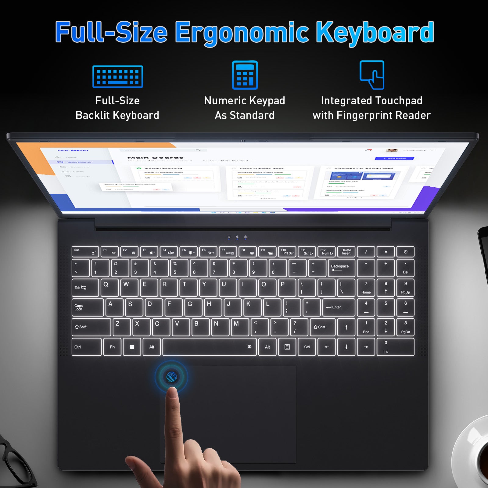 Exsurf 16" Business Laptop, Windows 11 Pro Computer, AMD Ryzen 5 3500U, 32GB RAM 1TB SSD, Backlit Keyboard, Fingerprint Unlock, Black