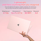 Exsurf 15.6" Laptop Computer, AMD 3050E CPU, 16GB RAM 512GB SSD, Fingerprint, Backlit Keyboard, Windows 11 Pro Home Notebook, Pink