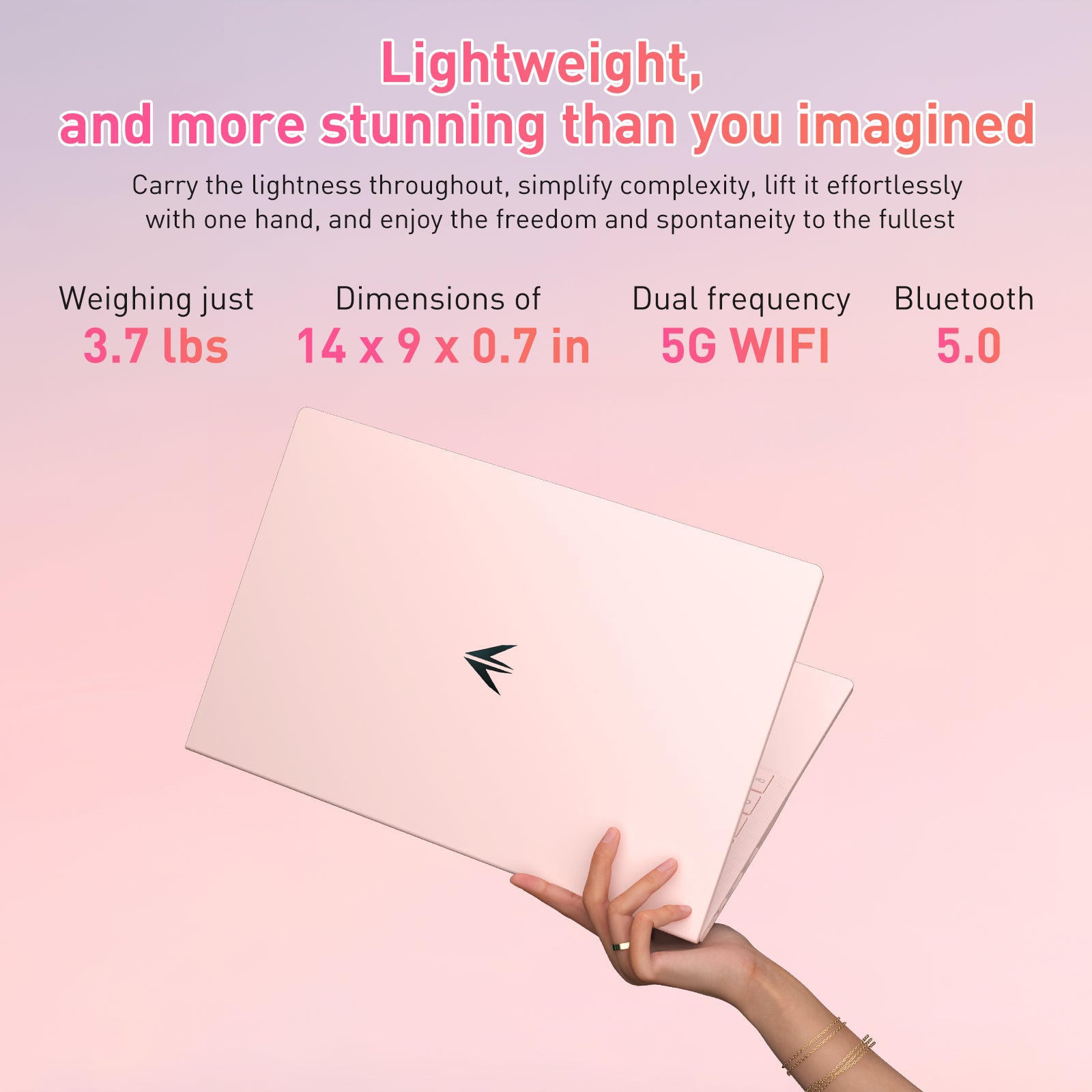 Exsurf 15.6" Laptop Computer, AMD 3050E CPU, 16GB RAM 512GB SSD, Fingerprint, Backlit Keyboard, Windows 11 Pro Home Notebook, Pink