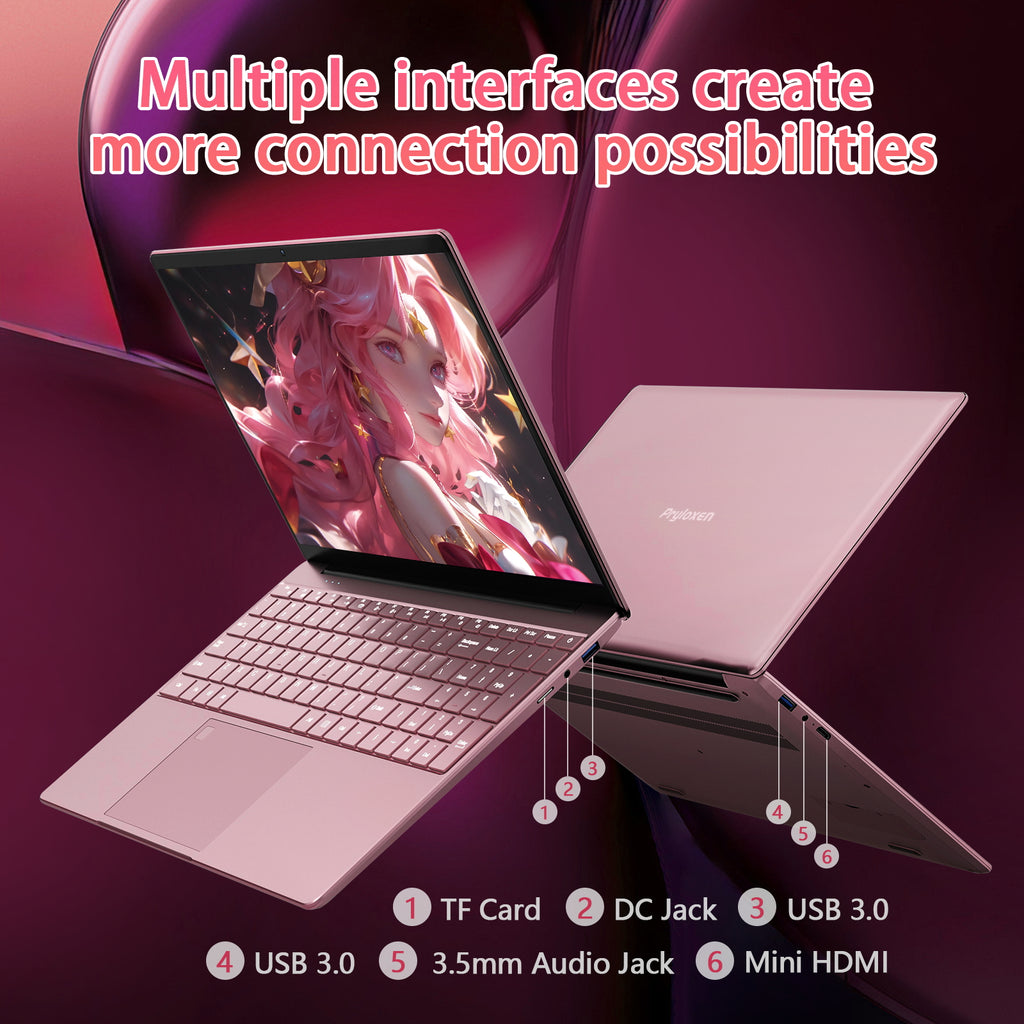 Exsurf T152A 15.6" Laptop – Intel N150, 32GB RAM, 1TB SSD,Windows 11 Pro, Pink