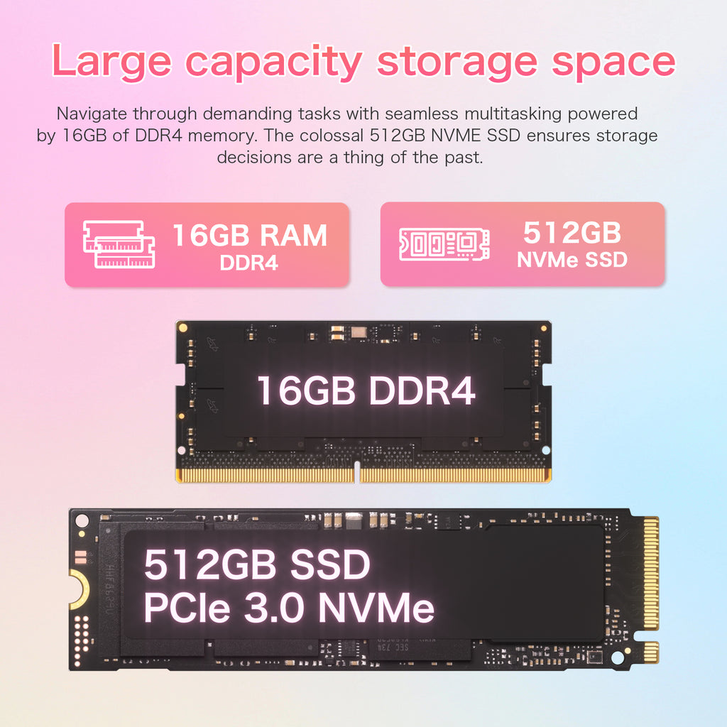 Exsurf T152A 15.6" Laptop – Intel N95, 16GB RAM, 512GB SSD,Windows 11 Pro, Pink