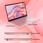 Exsurf 15.6" Student Laptop, Win 11 Pro Notebook,8GB RAM 256GB SSD,N5100,Backlit Keyboard, Fingerprint Unlock, Pink