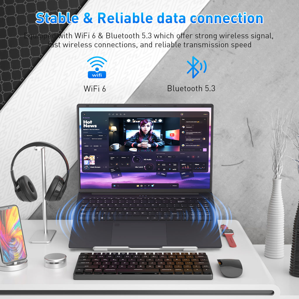 Exsurf 16" Business Laptop, Windows 11 Pro Computer, AMD Ryzen 5 3500U, 32GB RAM 1TB SSD, Backlit Keyboard, Fingerprint Unlock, Black