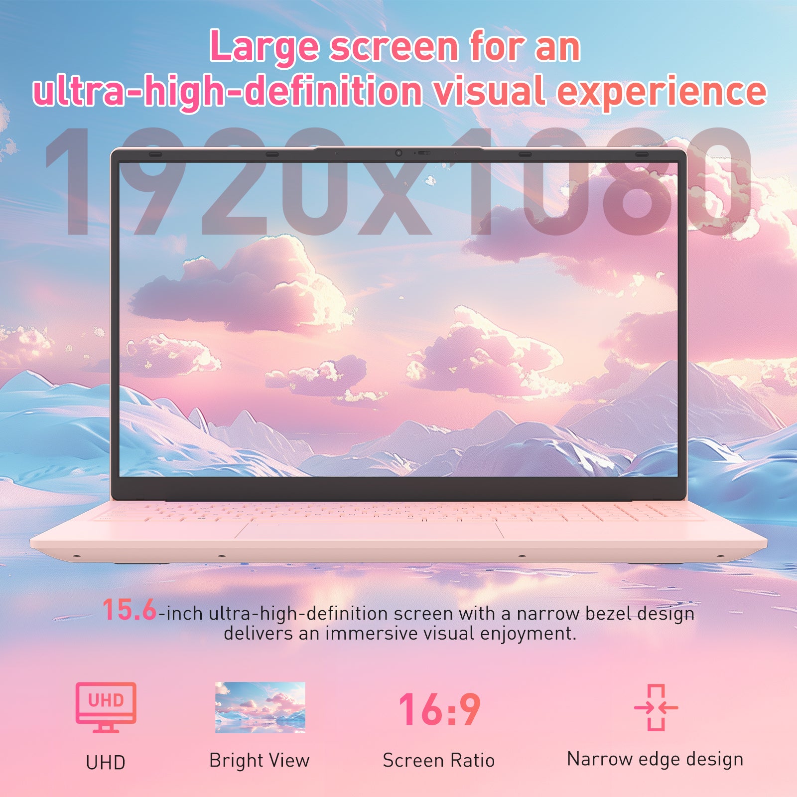 Exsurf 15.6" Windows 11 Pro Laptop, Intel 3050E CPU, 32GB RAM 1TB SSD,Type-C Port, Pink Home Computer