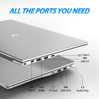 exsurf 15.6" Student Laptop, Ryzen 3 Up to 3.5GHz, 8GB RAM 512GB SSD, Backlit Keyboard & Fingerprint Unlock for Daily Use