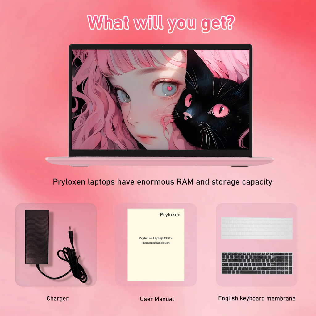Exsurf 15.6" Student Laptop, Win 11 Pro Notebook,8GB RAM 256GB SSD,N5100,Backlit Keyboard, Fingerprint Unlock, Pink