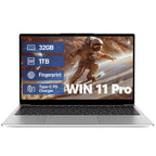 Exsurf 15.6-inch thin and light laptop, IPS Full HD screen, Athlon Silver 3050E, 32GB DDR4 memory, 1TB SSD, WiFi 5/USB 3.0/Type-C/HDMI/BT 4.2, Win 11 Pro, perfect for work, study and entertainment, silver