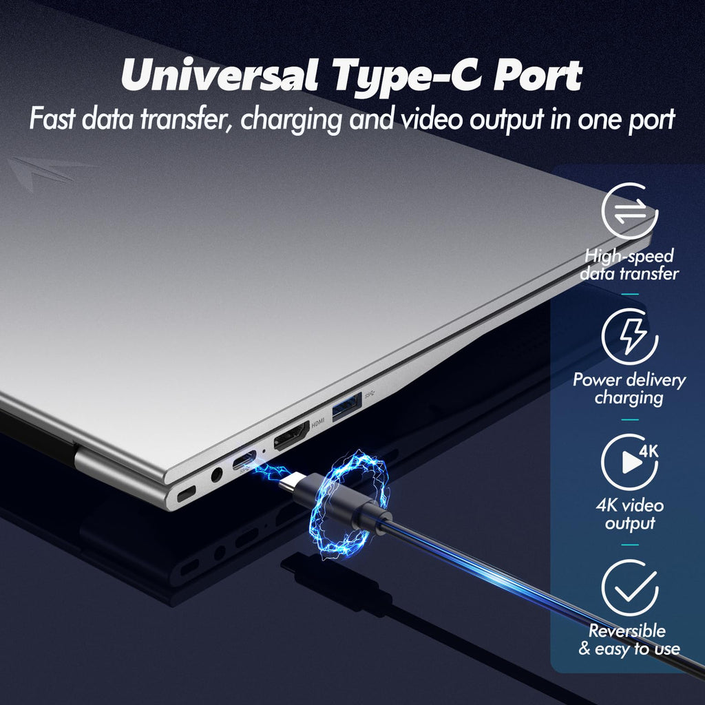 Exsurf 15.6-inch thin and light laptop, IPS Full HD screen, Athlon Silver 3050E, 32GB DDR4 memory, 1TB SSD, WiFi 5/USB 3.0/Type-C/HDMI/BT 4.2, Win 11 Pro, perfect for work, study and entertainment, silver